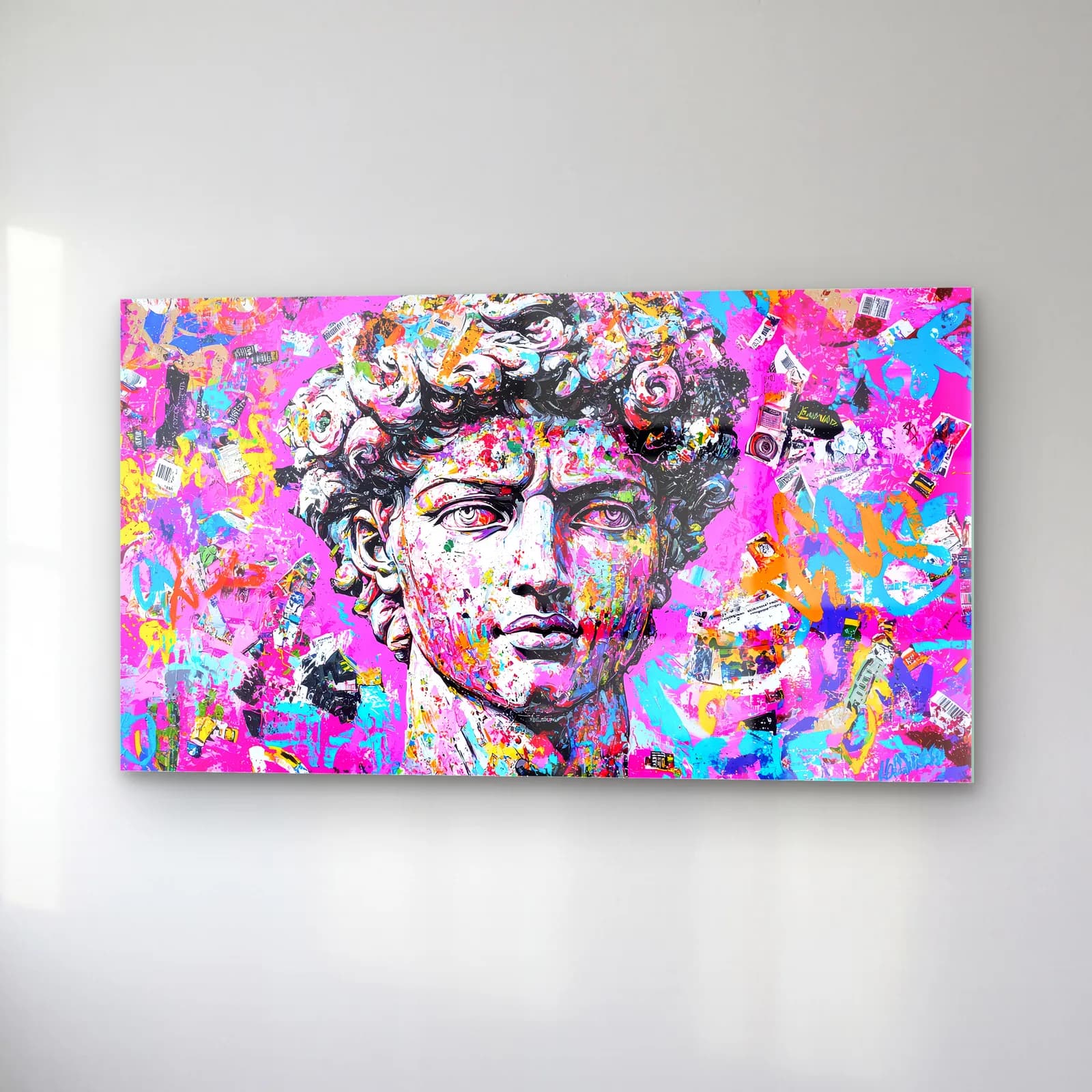 Pop Art Davut Heykeli cam tablo — sağ açıdan görünüm