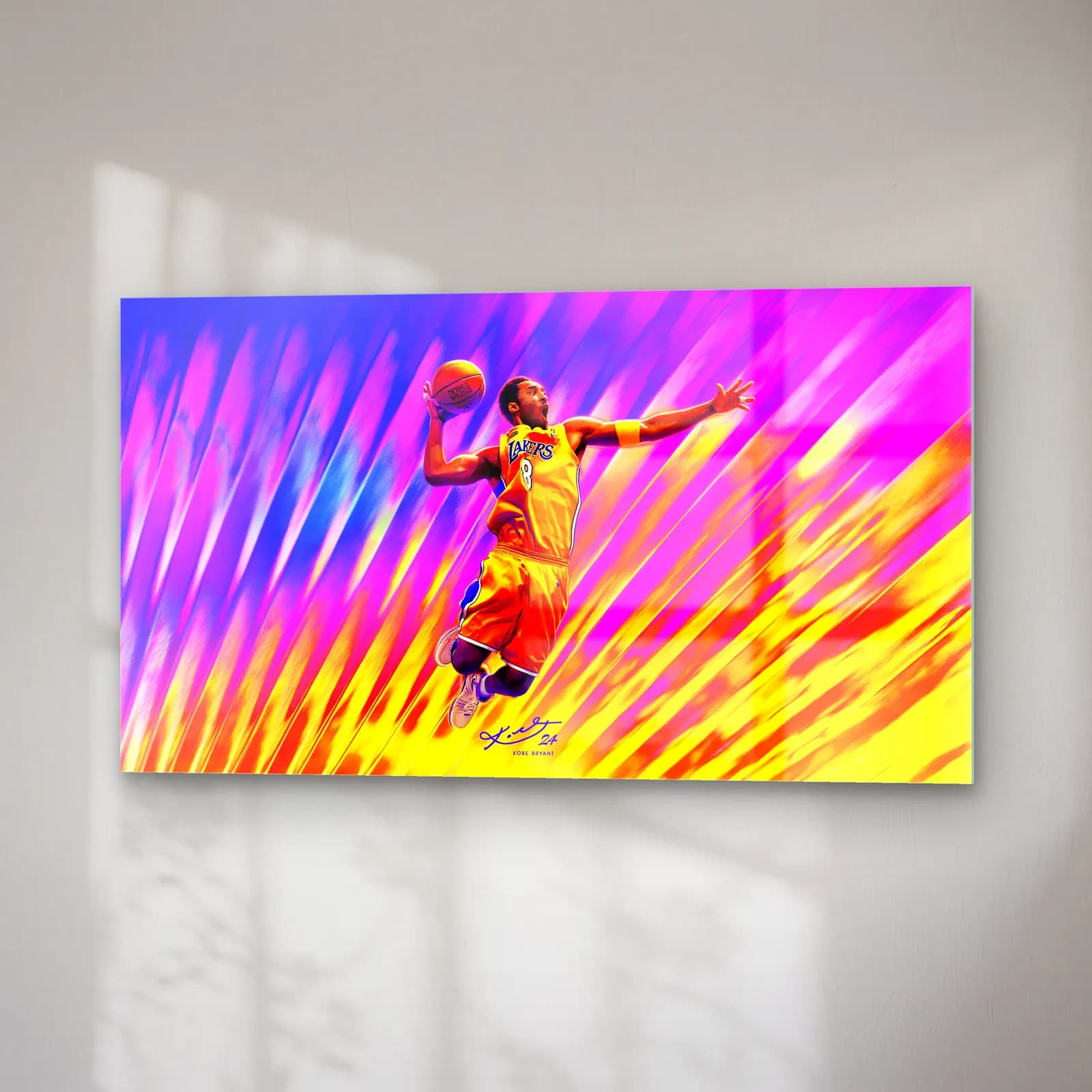 Kobe Bryant Smaç Pop Art cam tablo — sağ açıdan görünüm