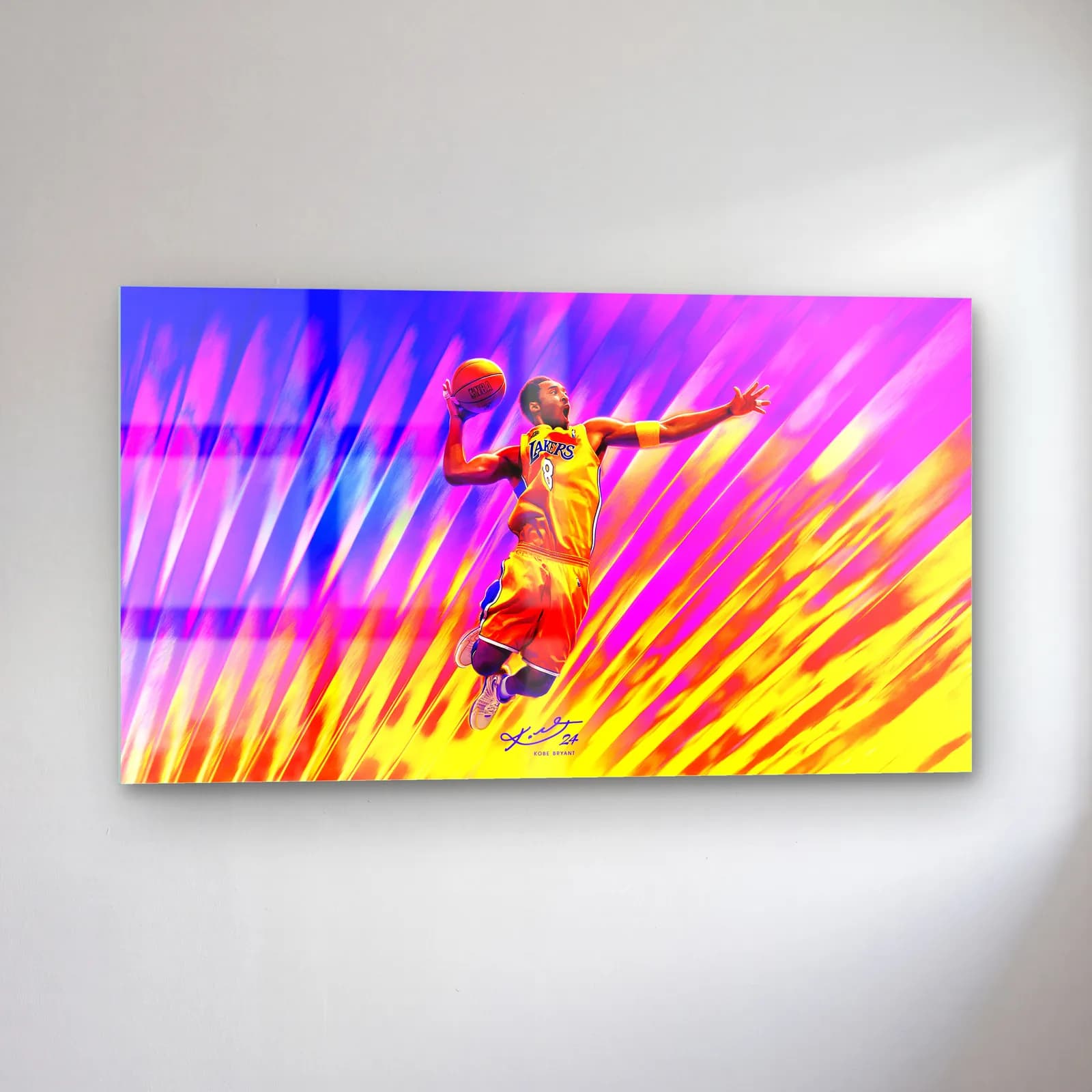 Kobe Bryant Smaç Pop Art cam tablo — sol açıdan görünüm