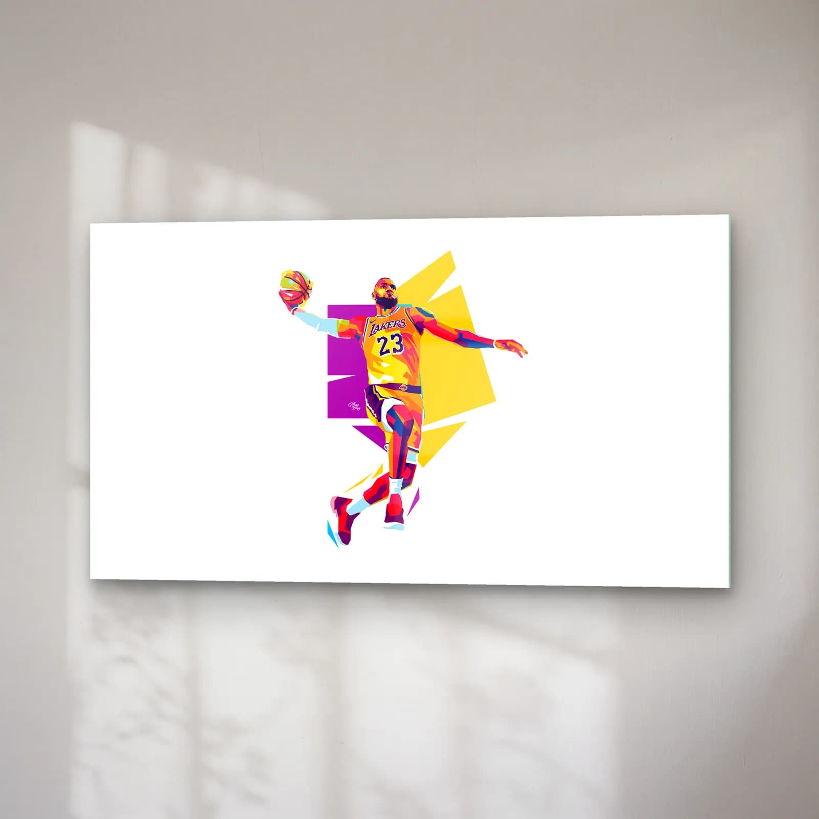 LeBron James Geometrik Pop Art cam tablo — sağ açıdan görünüm