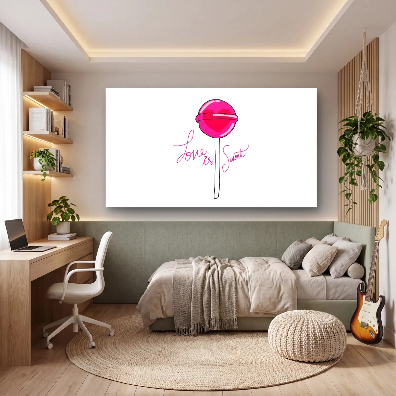 Love Is Sweet Lolipop cam tablo — genç odasında