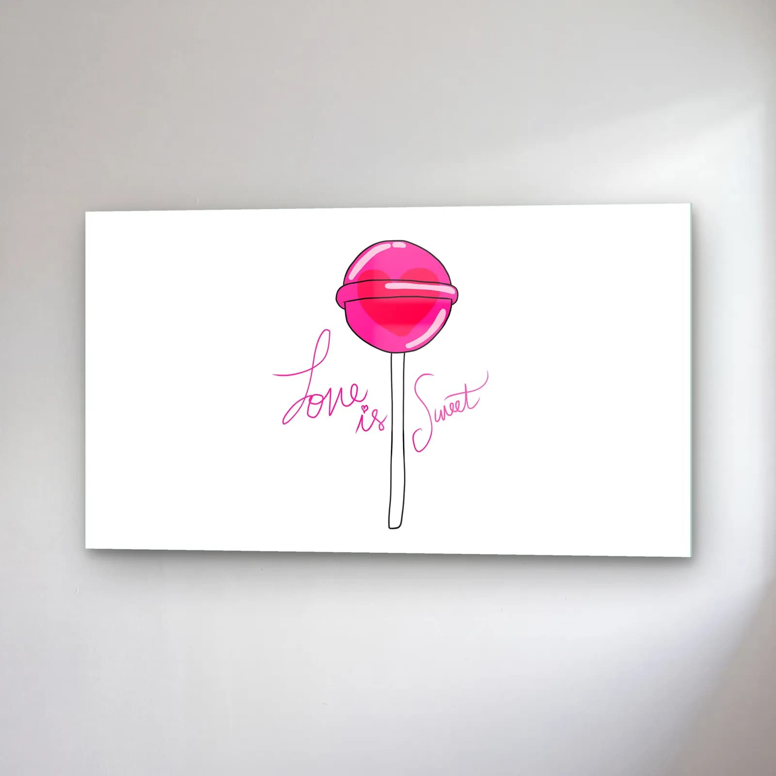 Love Is Sweet Lolipop cam tablo — sağ açıdan görünüm