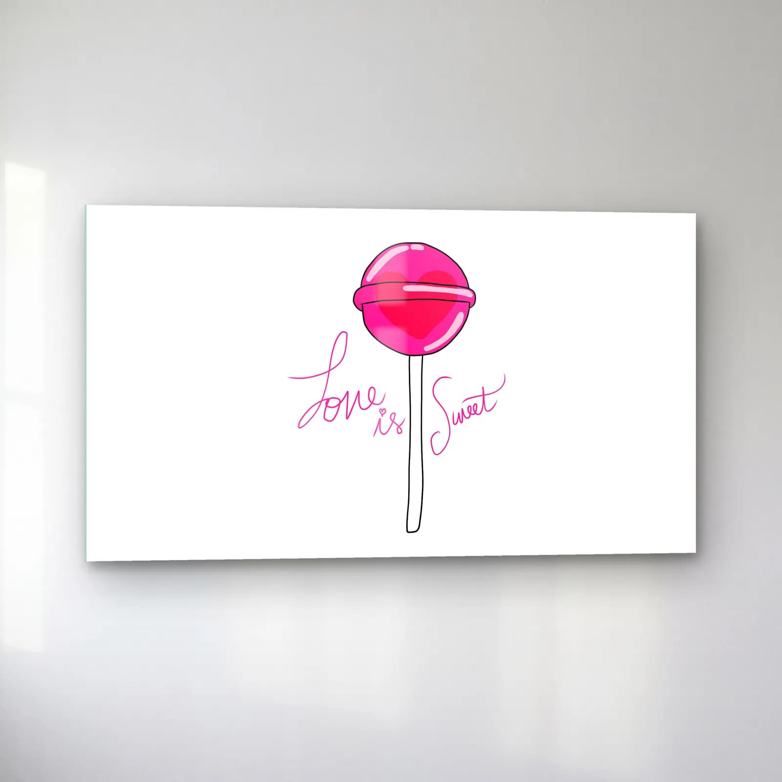 Love Is Sweet Lolipop cam tablo — sol açıdan görünüm