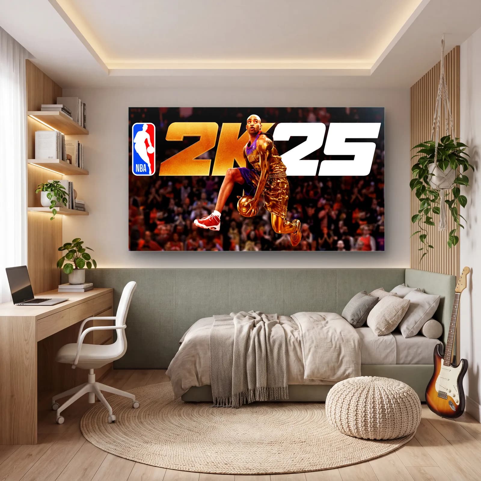 NBA 2K25 Altın Smaç cam tablo — genç odasında