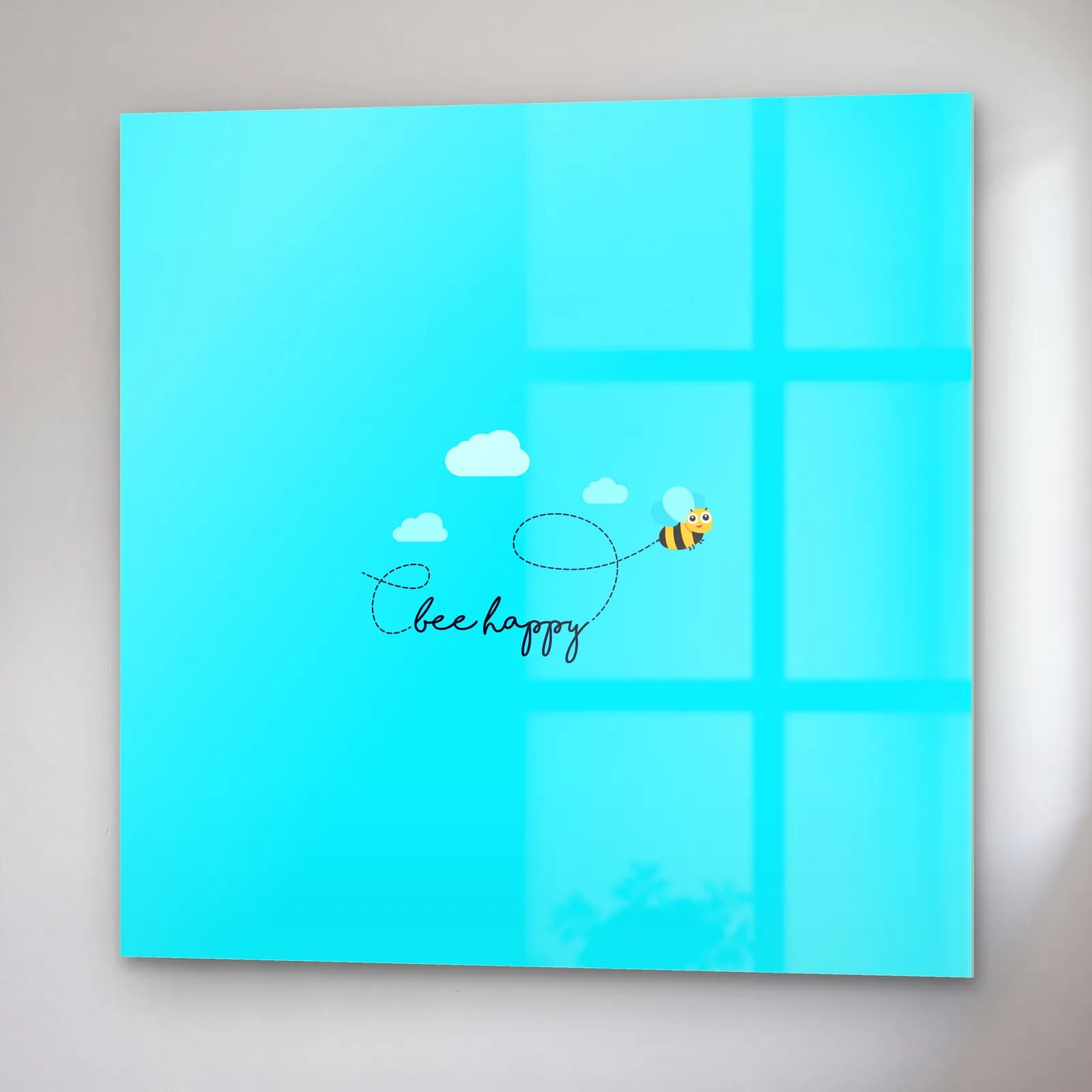 Bee Happy Arı cam tablo — sağ açıdan görünüm