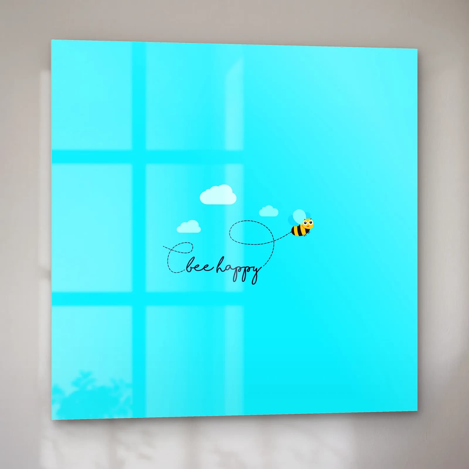 Bee Happy Arı cam tablo — sol açıdan görünüm