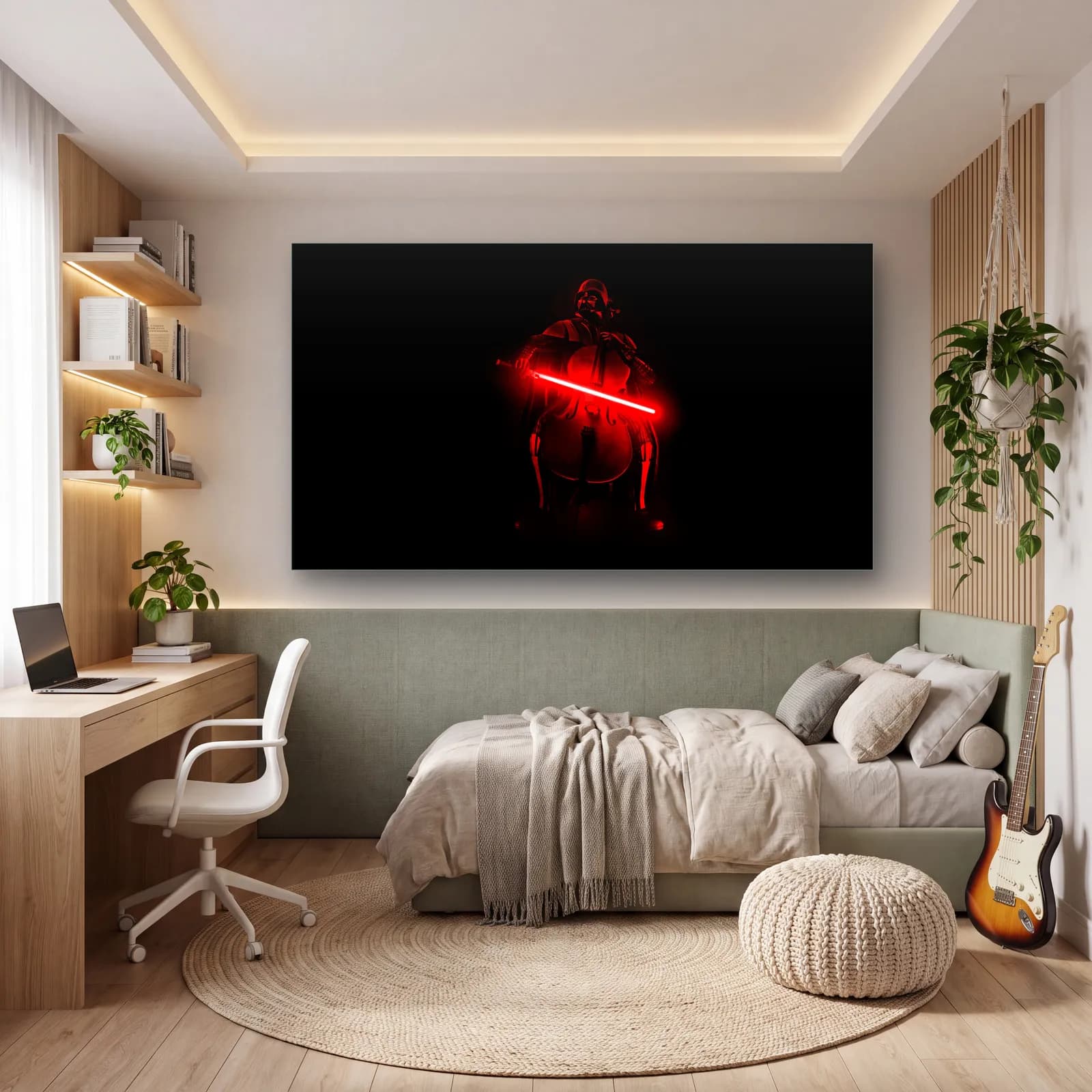 Kırmızı Işın Kılıçlı Darth Vader cam tablo — genç odasında