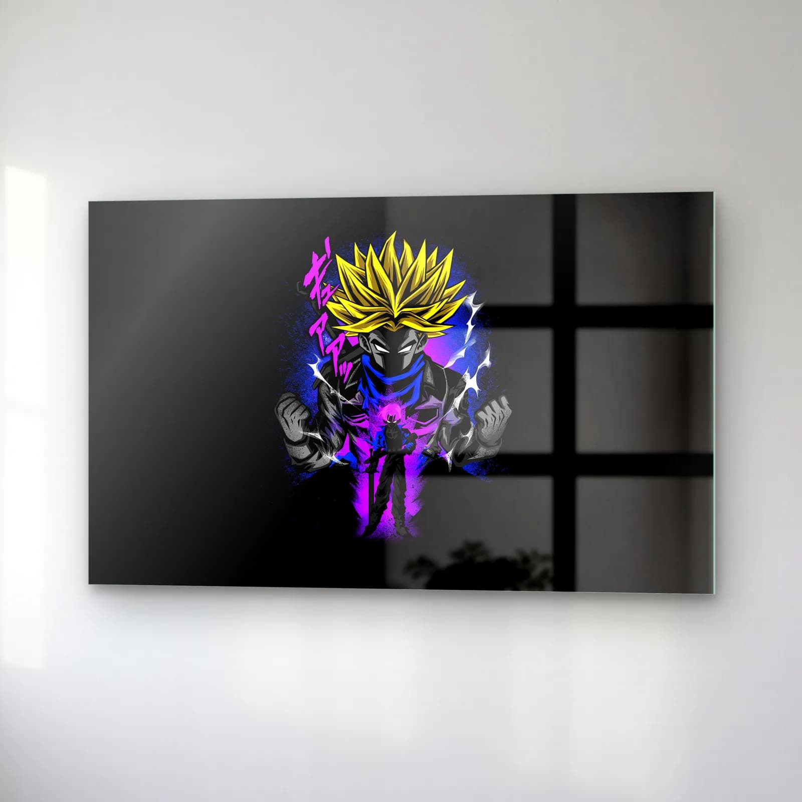 Trunks Super Saiyan cam tablo — sağ açıdan görünüm