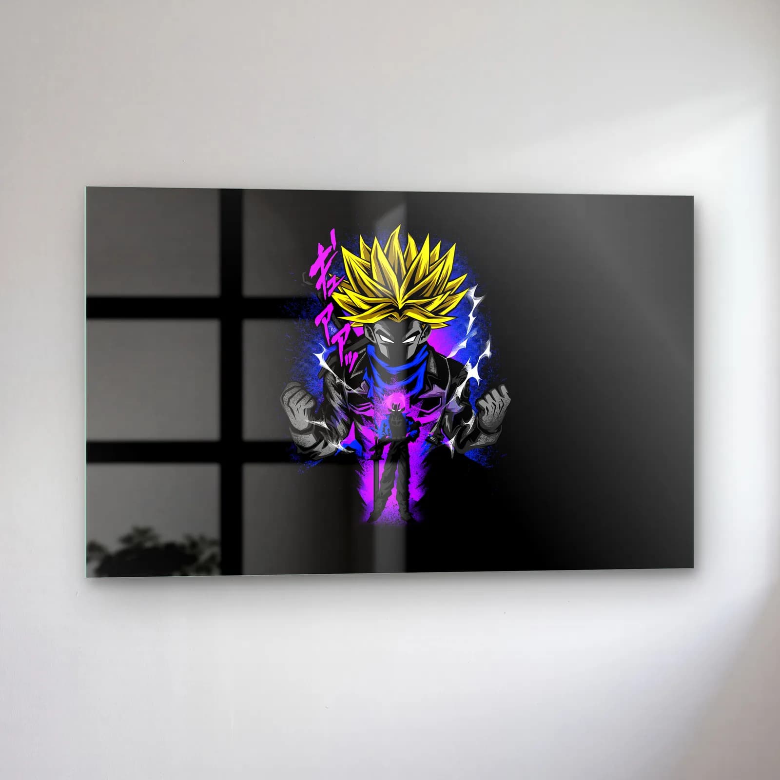 Trunks Super Saiyan cam tablo — sol açıdan görünüm