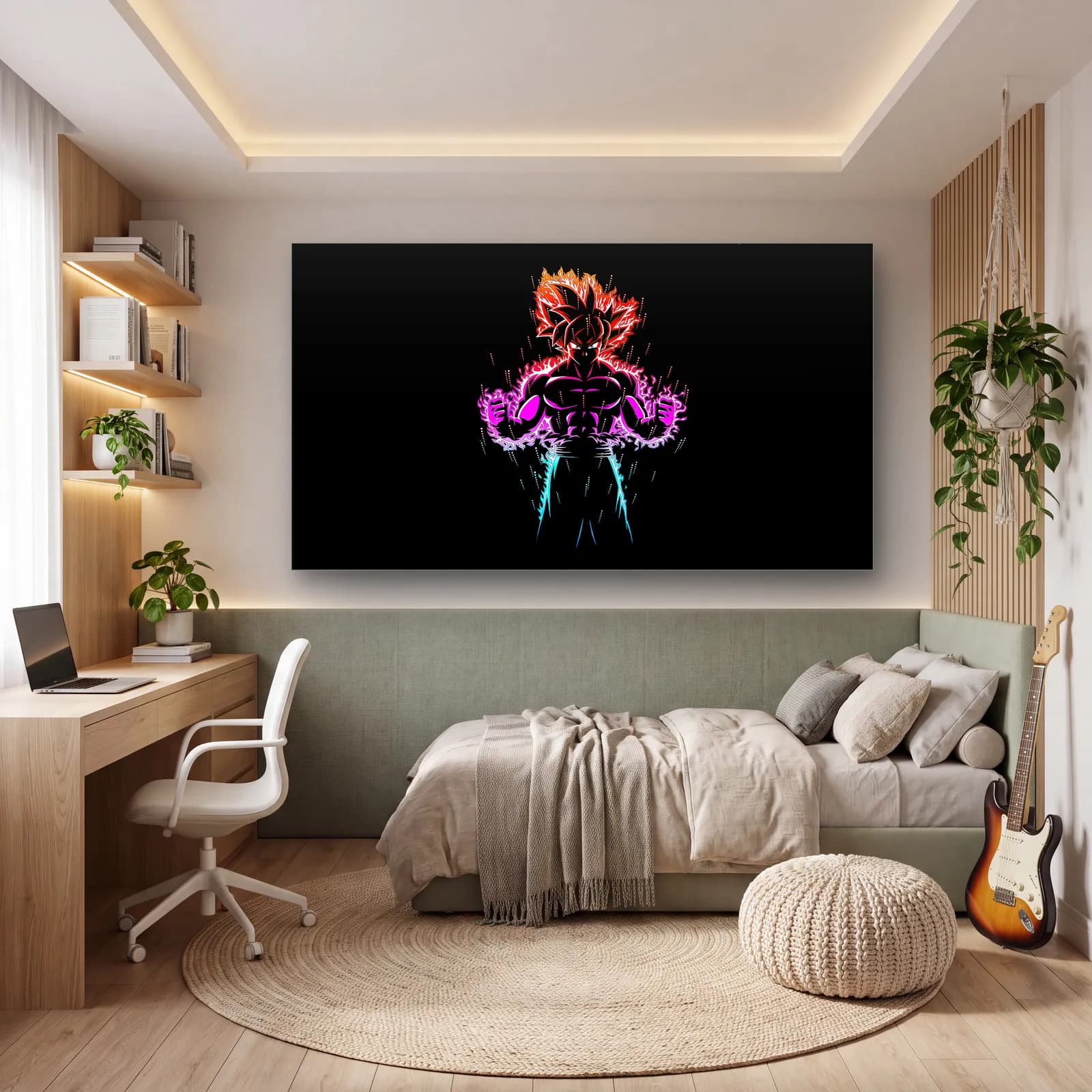 Dragon Ball Kızıl Auralı Savaşçı cam tablo — genç odasında