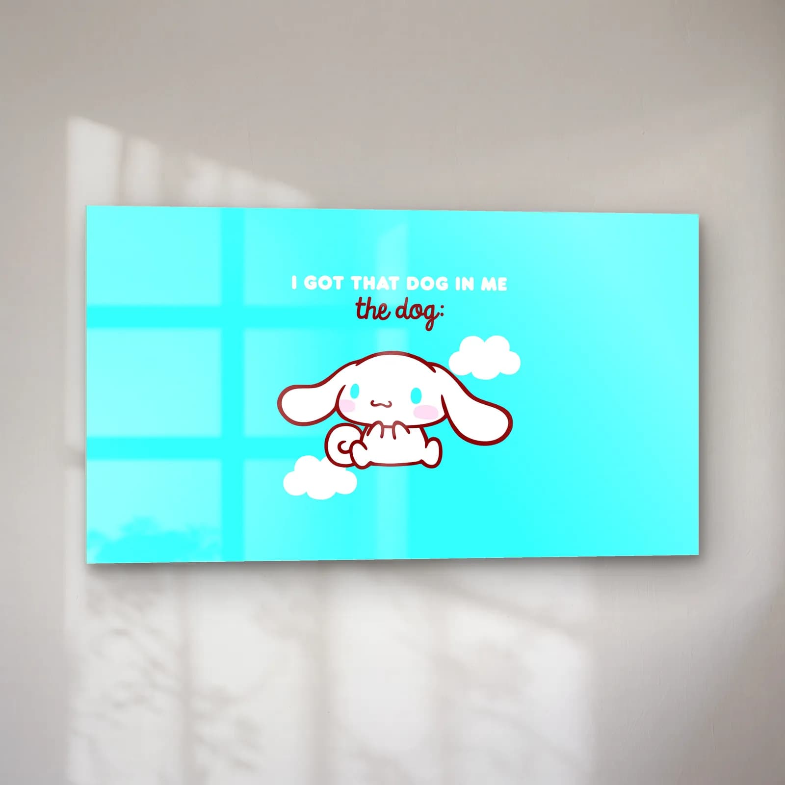 Cinnamoroll I Got That Dog cam tablo — sol açıdan görünüm