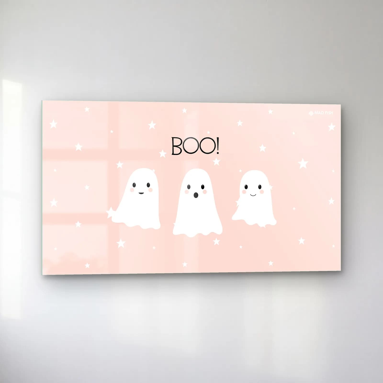 Boo Sevimli Hayaletler cam tablo — sol açıdan görünüm