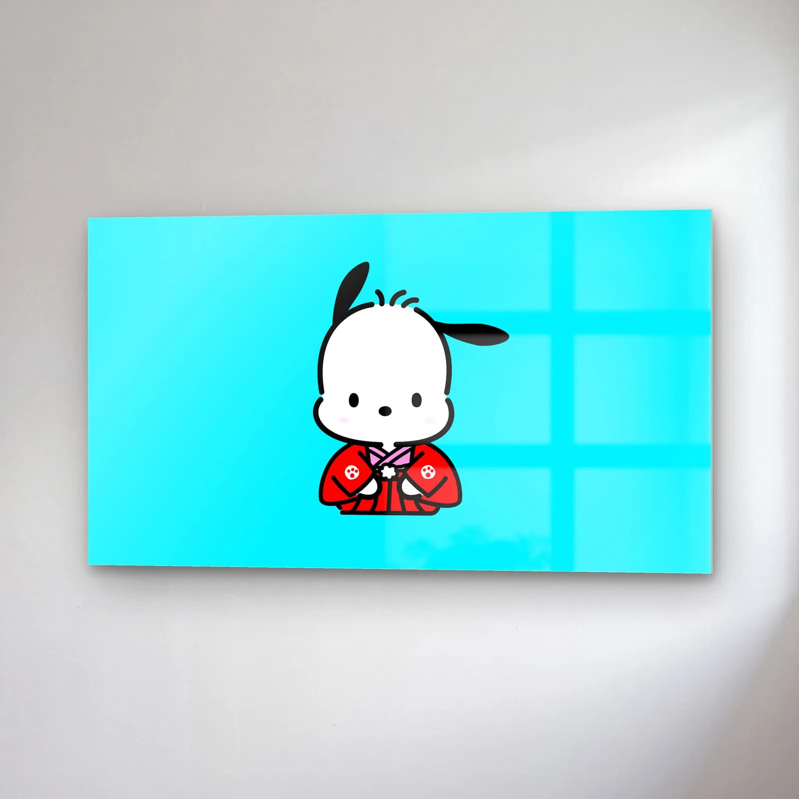 Kimonolu Pochacco cam tablo — sağ açıdan görünüm