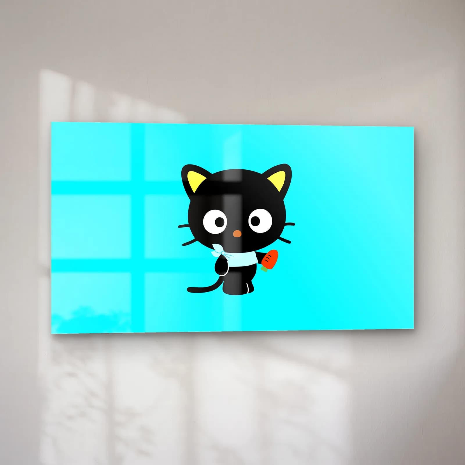 Sevimli Chococat cam tablo — sol açıdan görünüm
