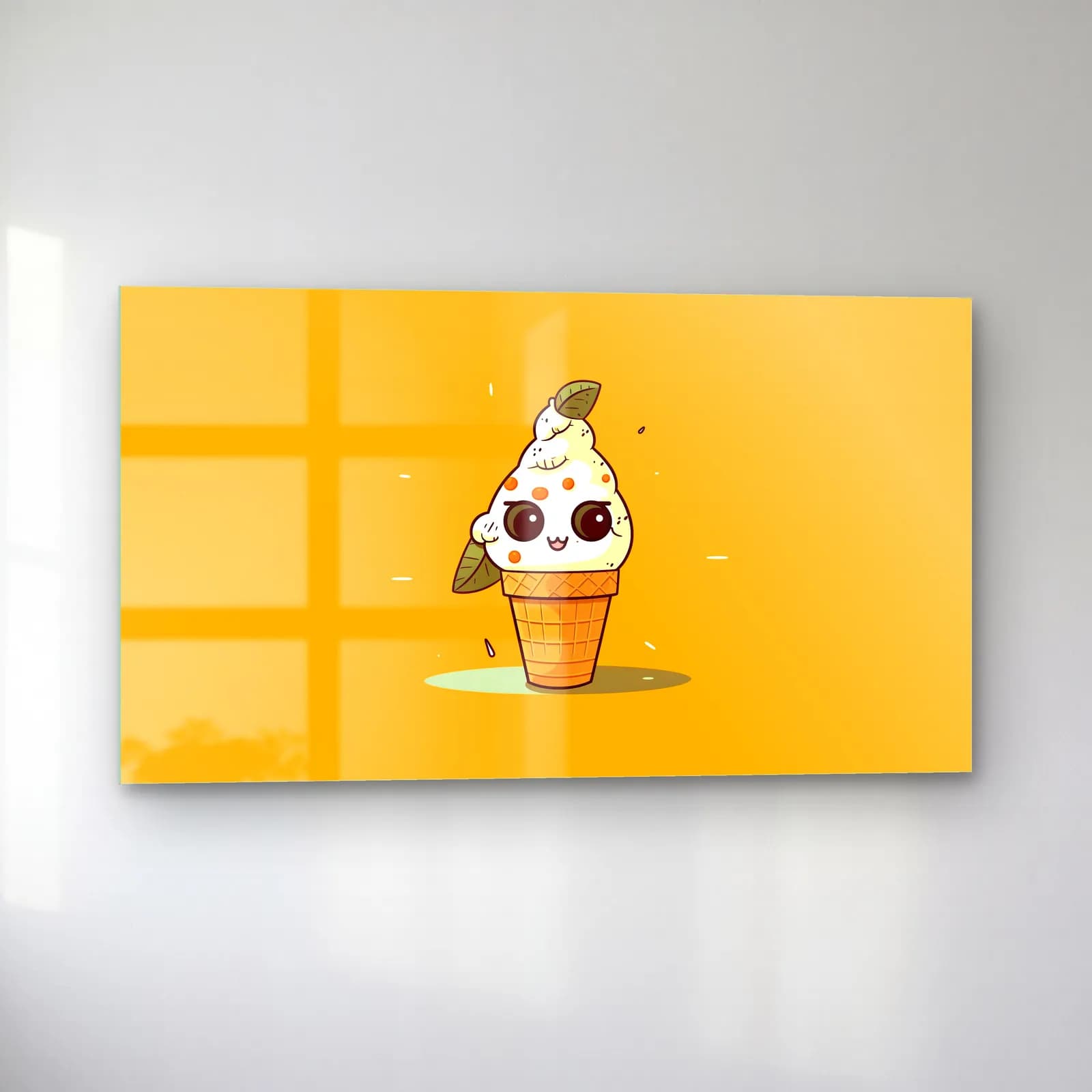 Kawaii Kremalı Dondurma cam tablo — sol açıdan görünüm