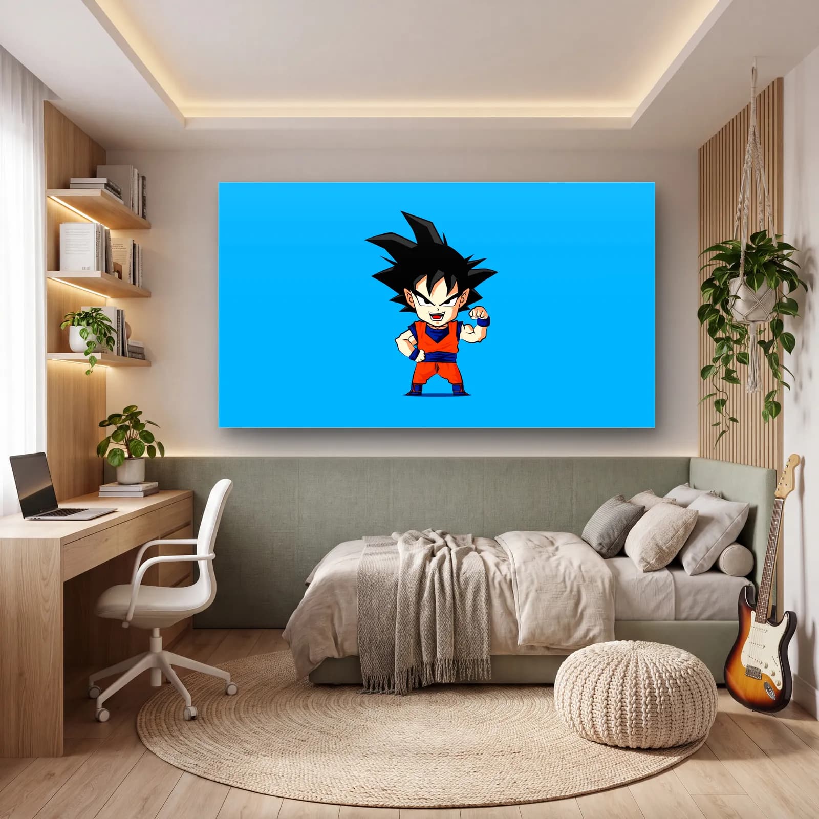 Chibi Çocuk Goku cam tablo — genç odasında