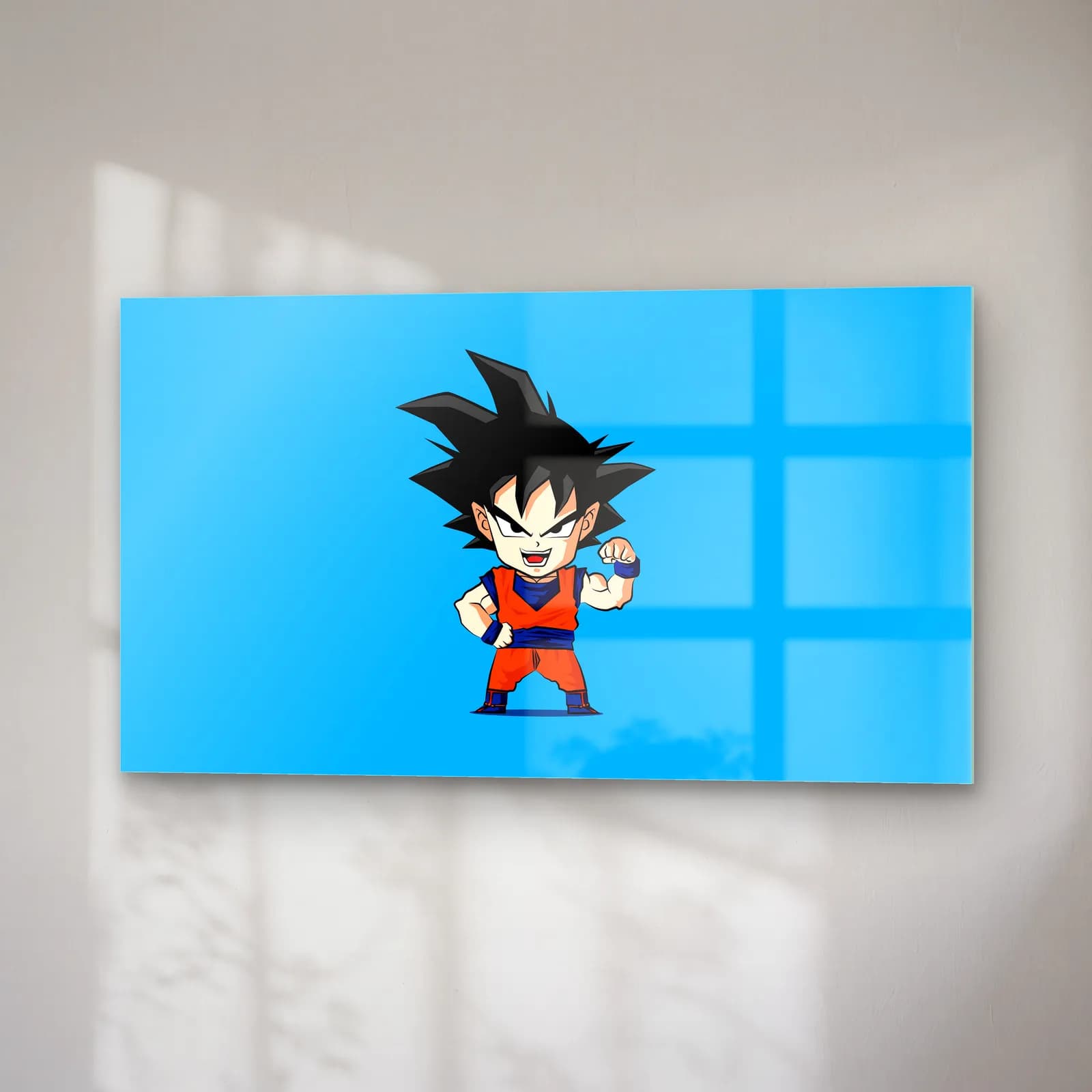 Chibi Çocuk Goku cam tablo — sağ açıdan görünüm