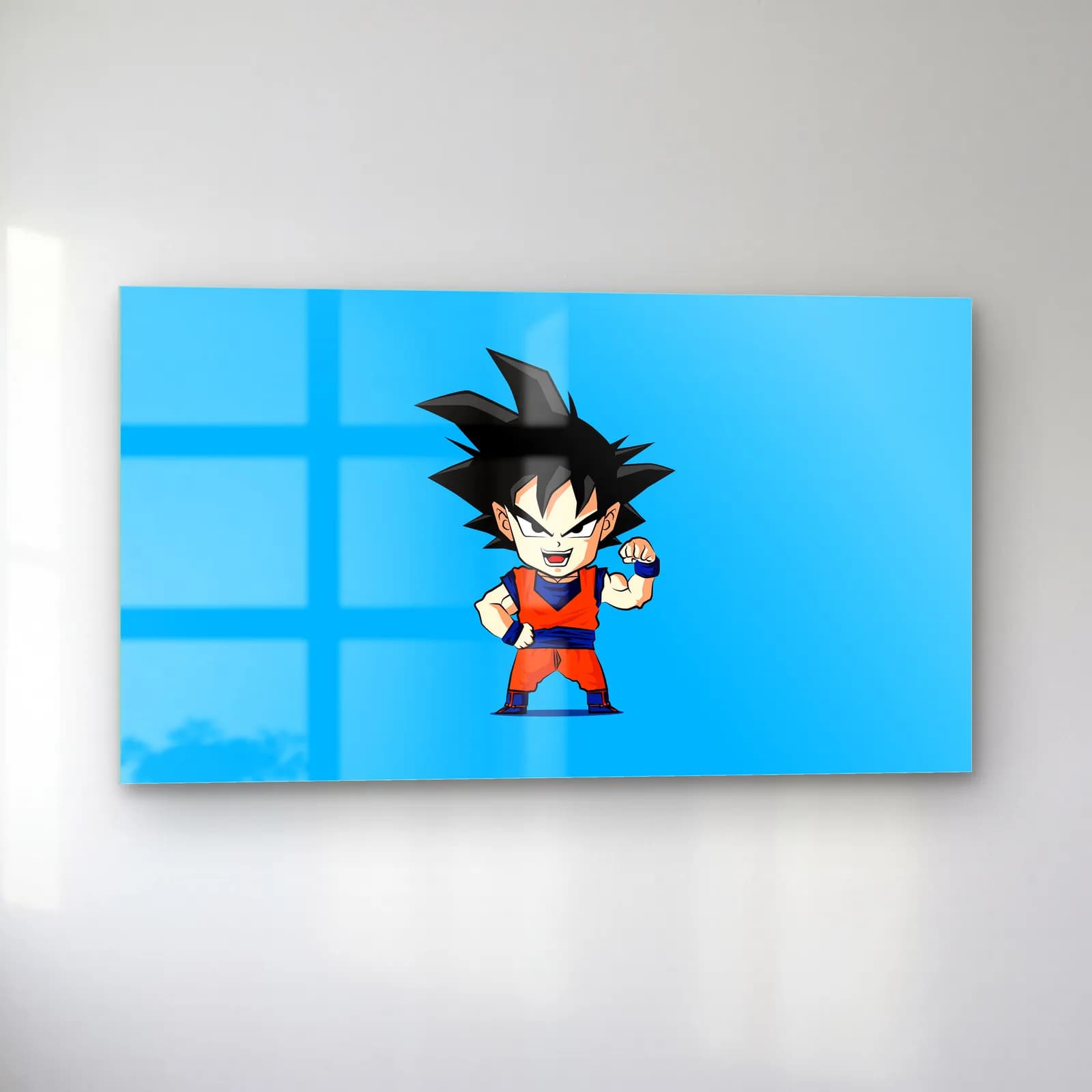 Chibi Çocuk Goku cam tablo — sol açıdan görünüm