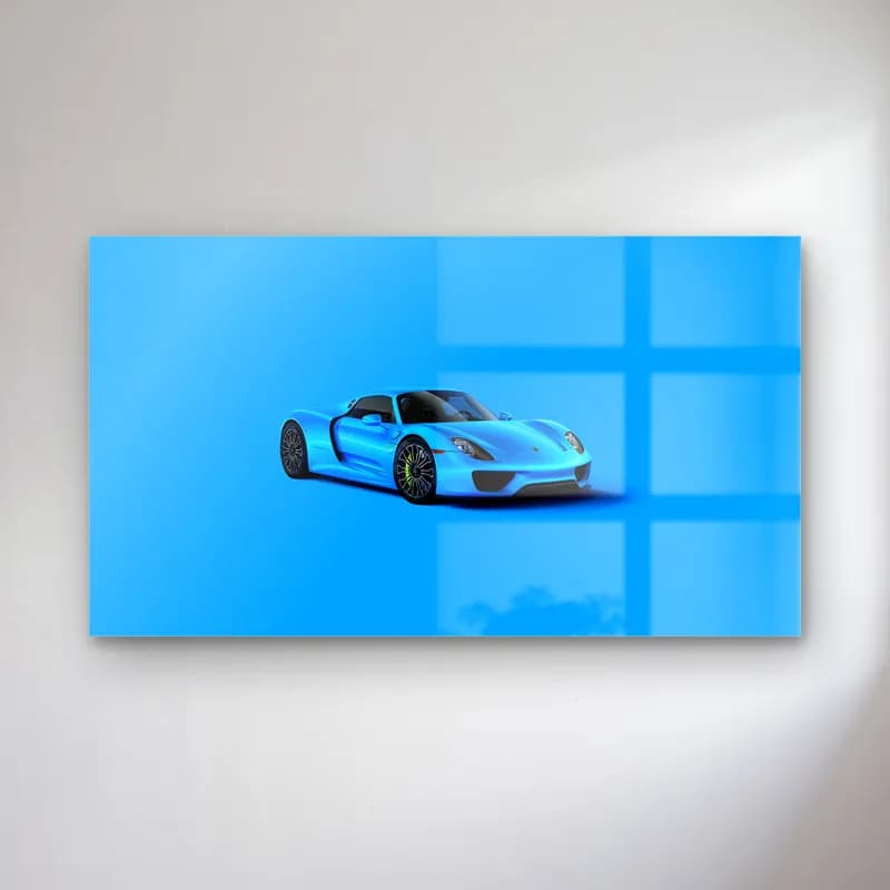 Mavi Porsche 918 Spyder cam tablo — Mavi zemin üzerinde mavi renkli Porsche 918 Spyder süper otomobil
