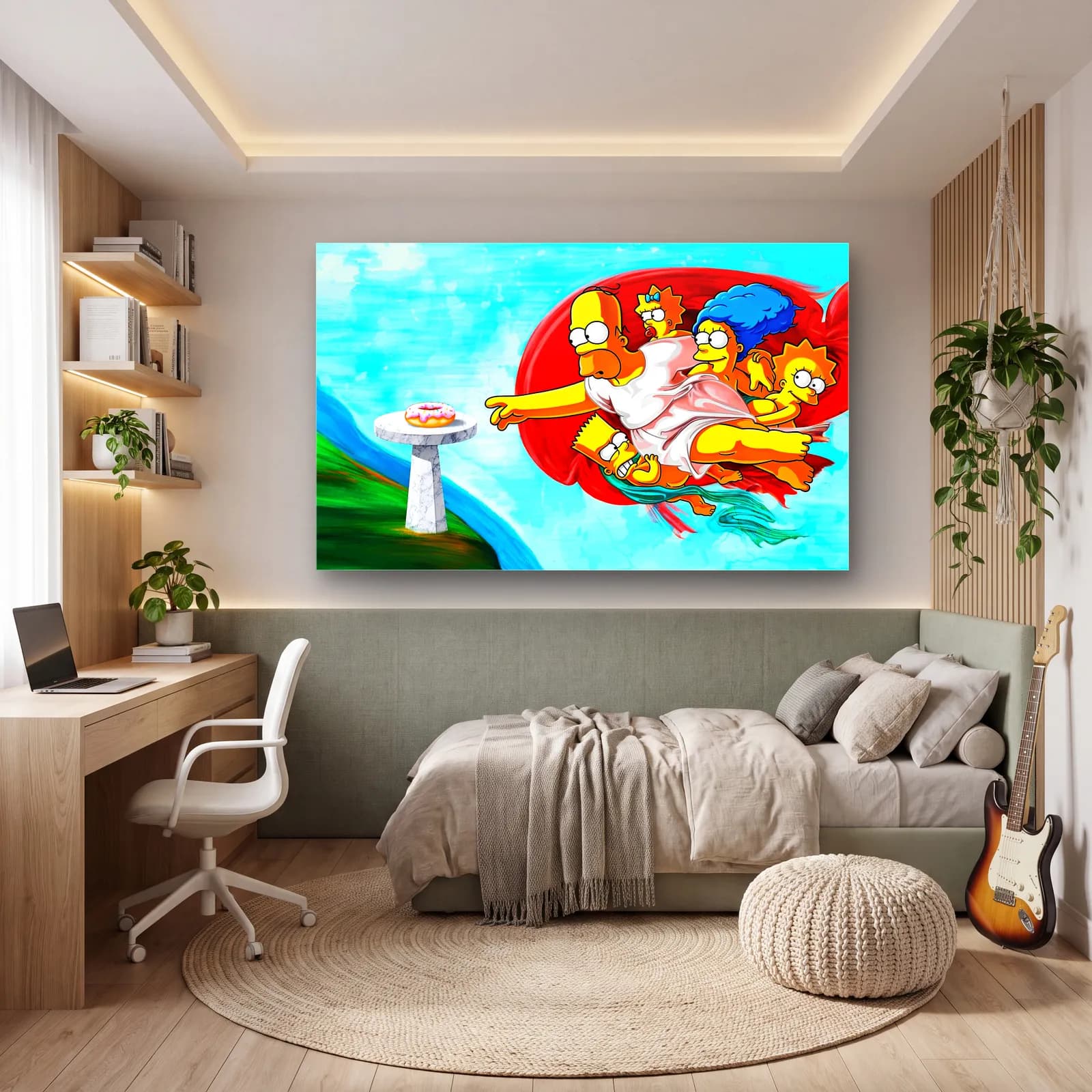 Simpsons Yaradılış ve Donut cam tablo — genç odasında