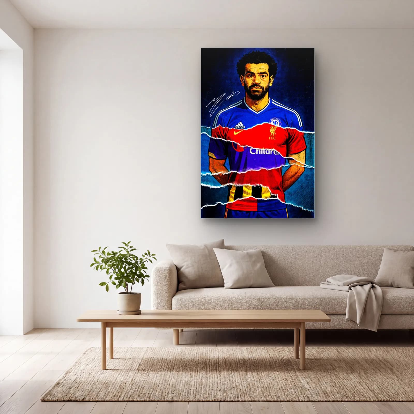 Mohamed Salah Kariyer Formaları cam tablo — açık renk salonda