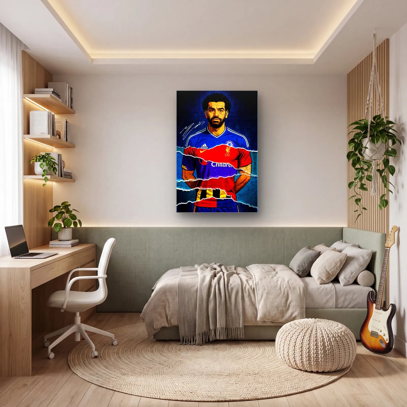 Mohamed Salah Kariyer Formaları cam tablo — genç odasında
