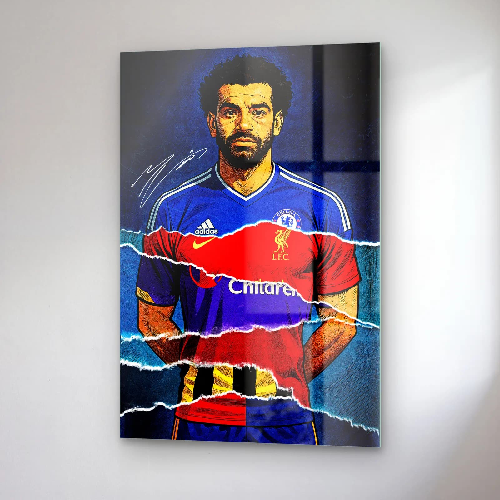 Mohamed Salah Kariyer Formaları cam tablo — sağ açıdan görünüm