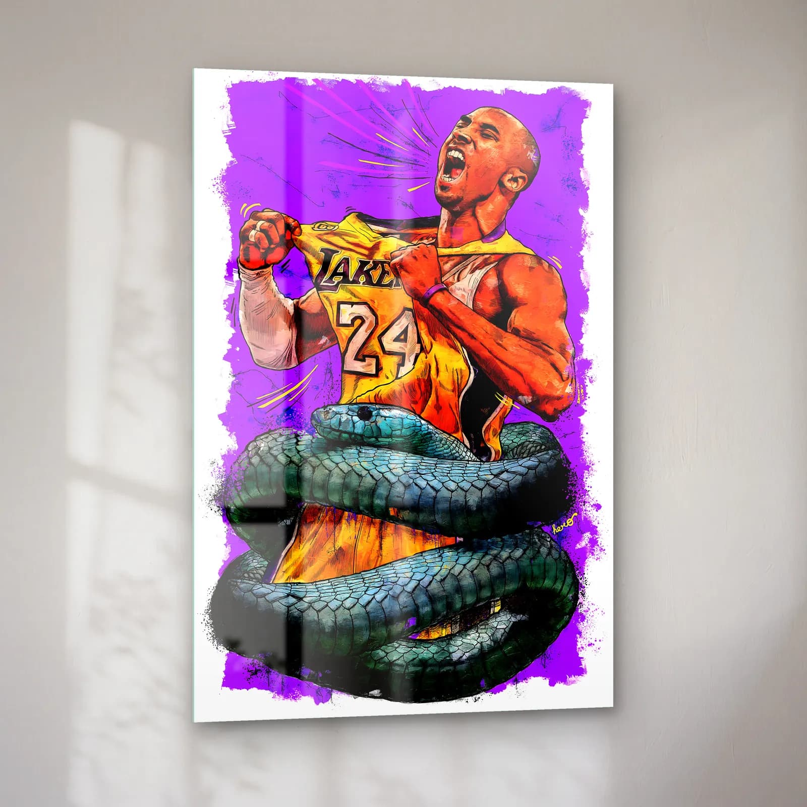 Kobe Bryant Black Mamba cam tablo — sol açıdan görünüm