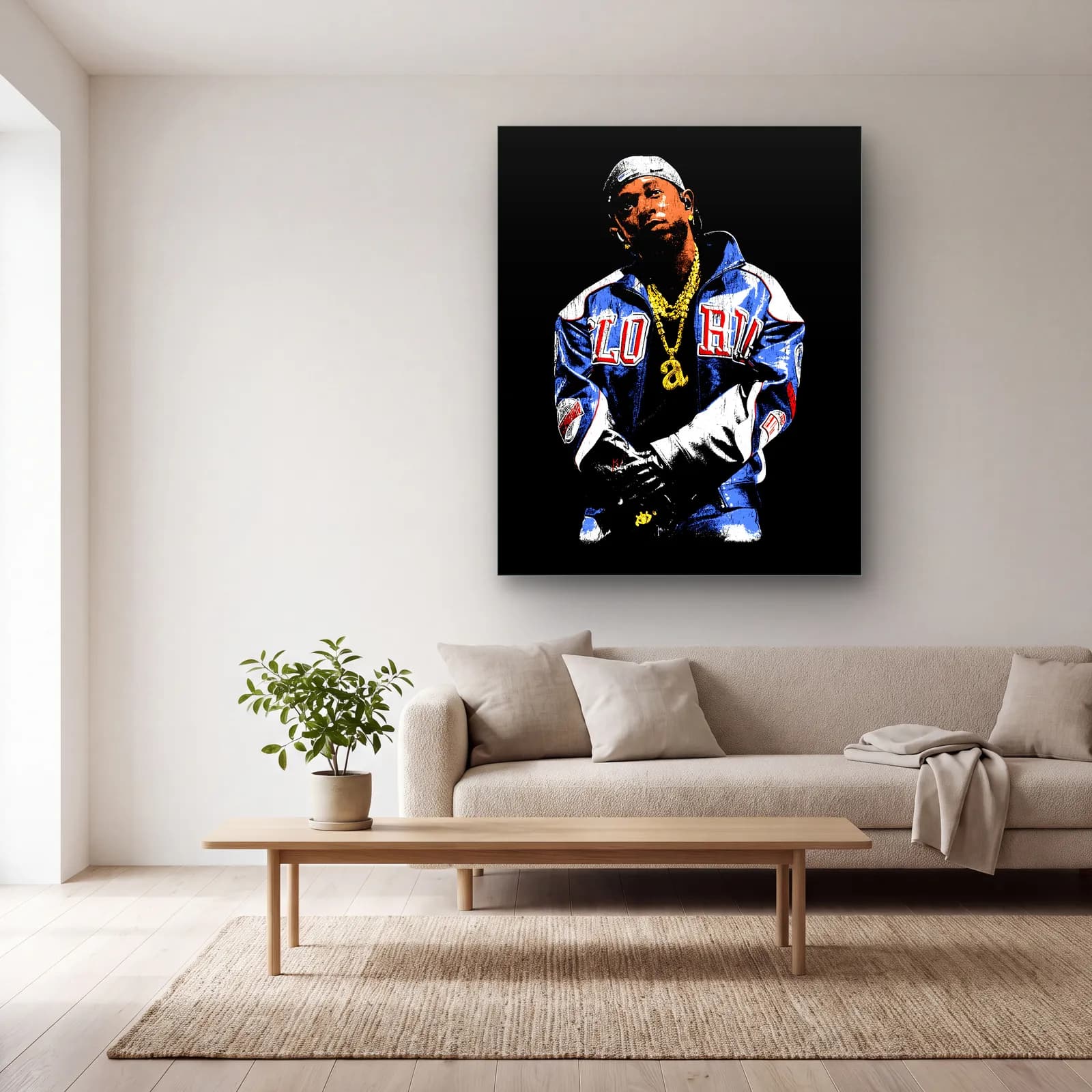 Kendrick Lamar Sahne Portresi cam tablo — açık renk salonda