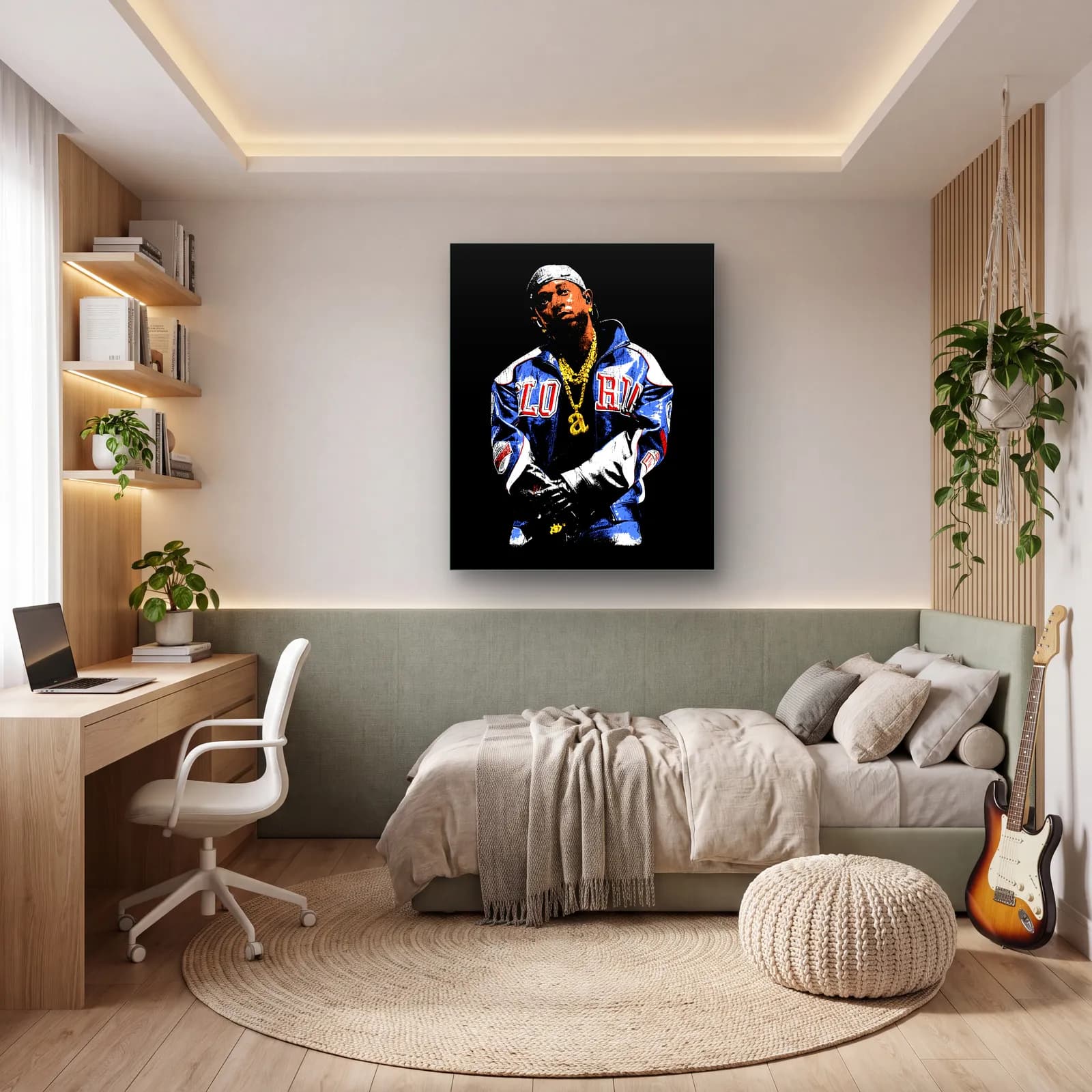 Kendrick Lamar Sahne Portresi cam tablo — genç odasında