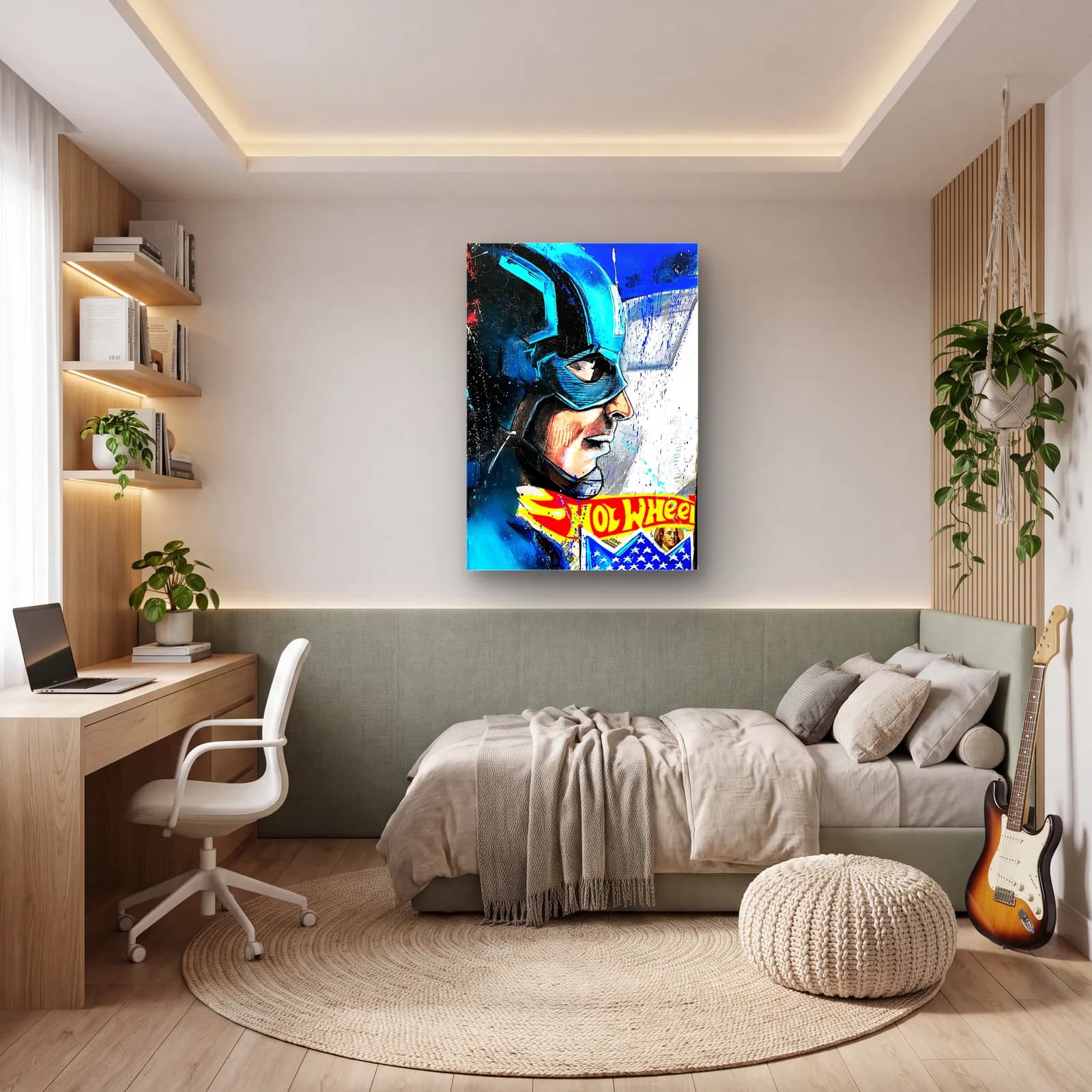 Captain America Grafiti Portresi cam tablo — genç odasında