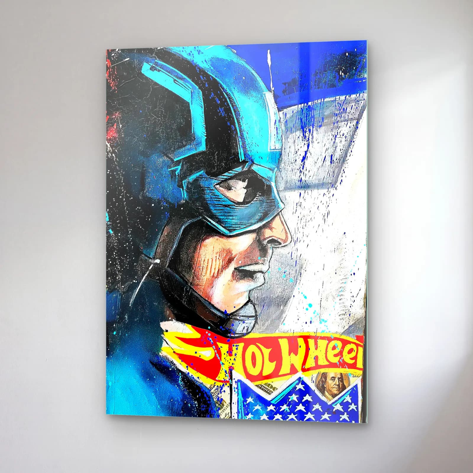 Captain America Grafiti Portresi cam tablo — sağ açıdan görünüm