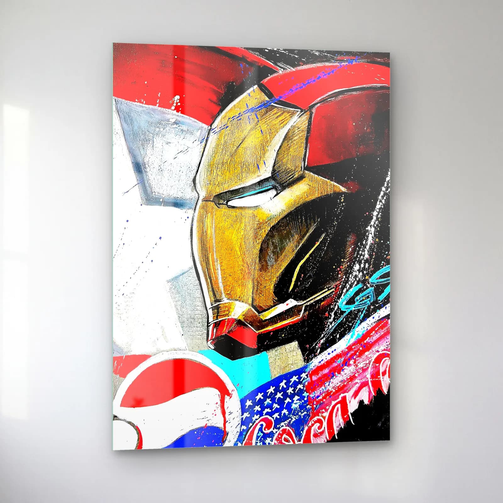 Iron Man Kask Grafiti cam tablo — sol açıdan görünüm