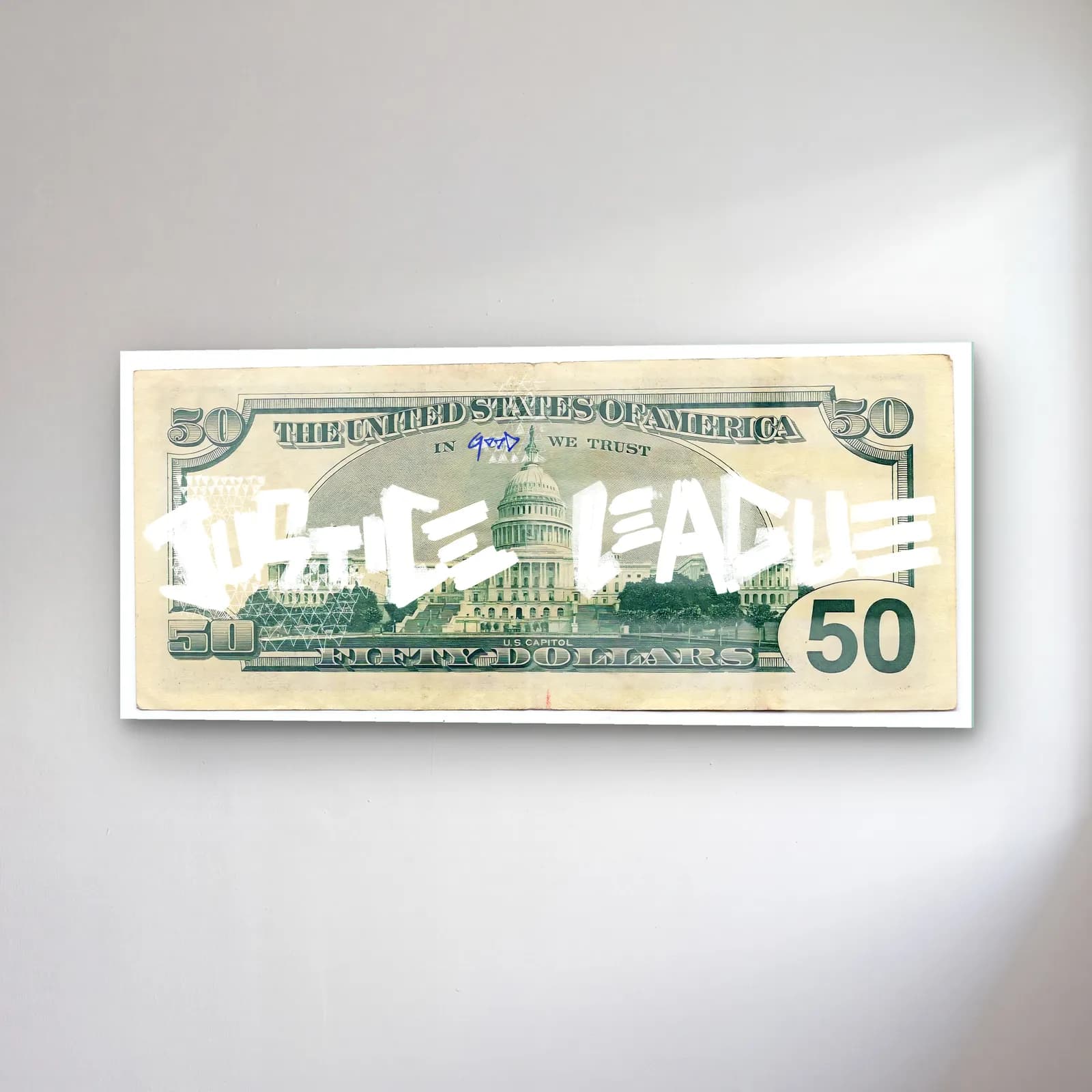 Justice League 50 Dolar cam tablo — sağ açıdan görünüm