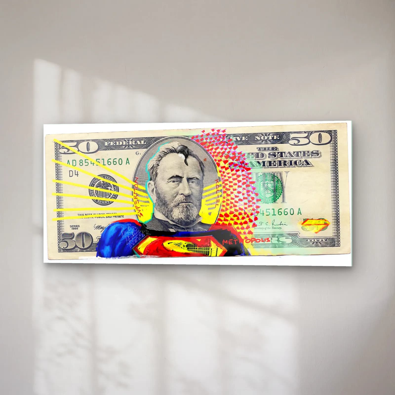 Superman 50 Dolar cam tablo — sağ açıdan görünüm