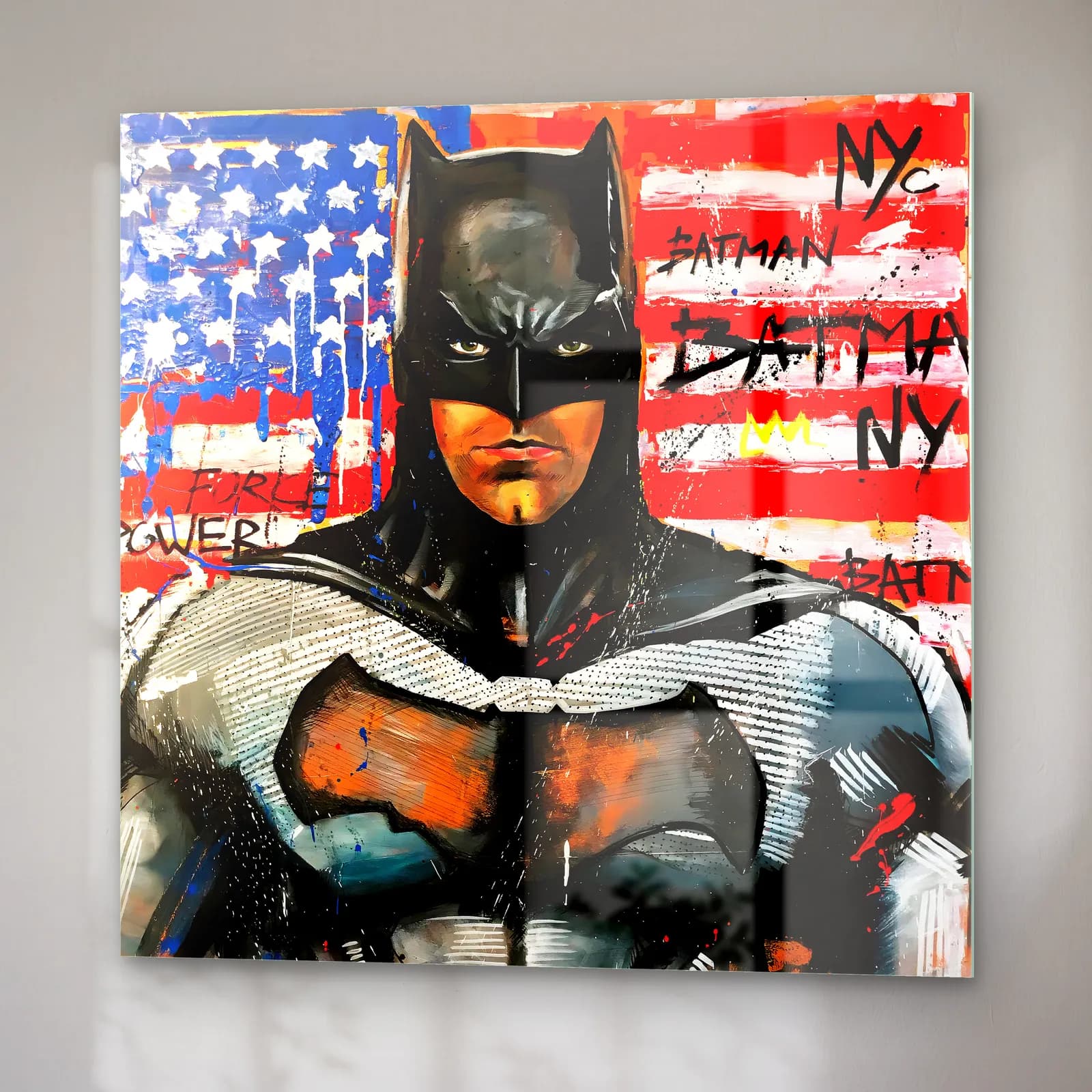 Batman NYC Grafiti cam tablo — sağ açıdan görünüm