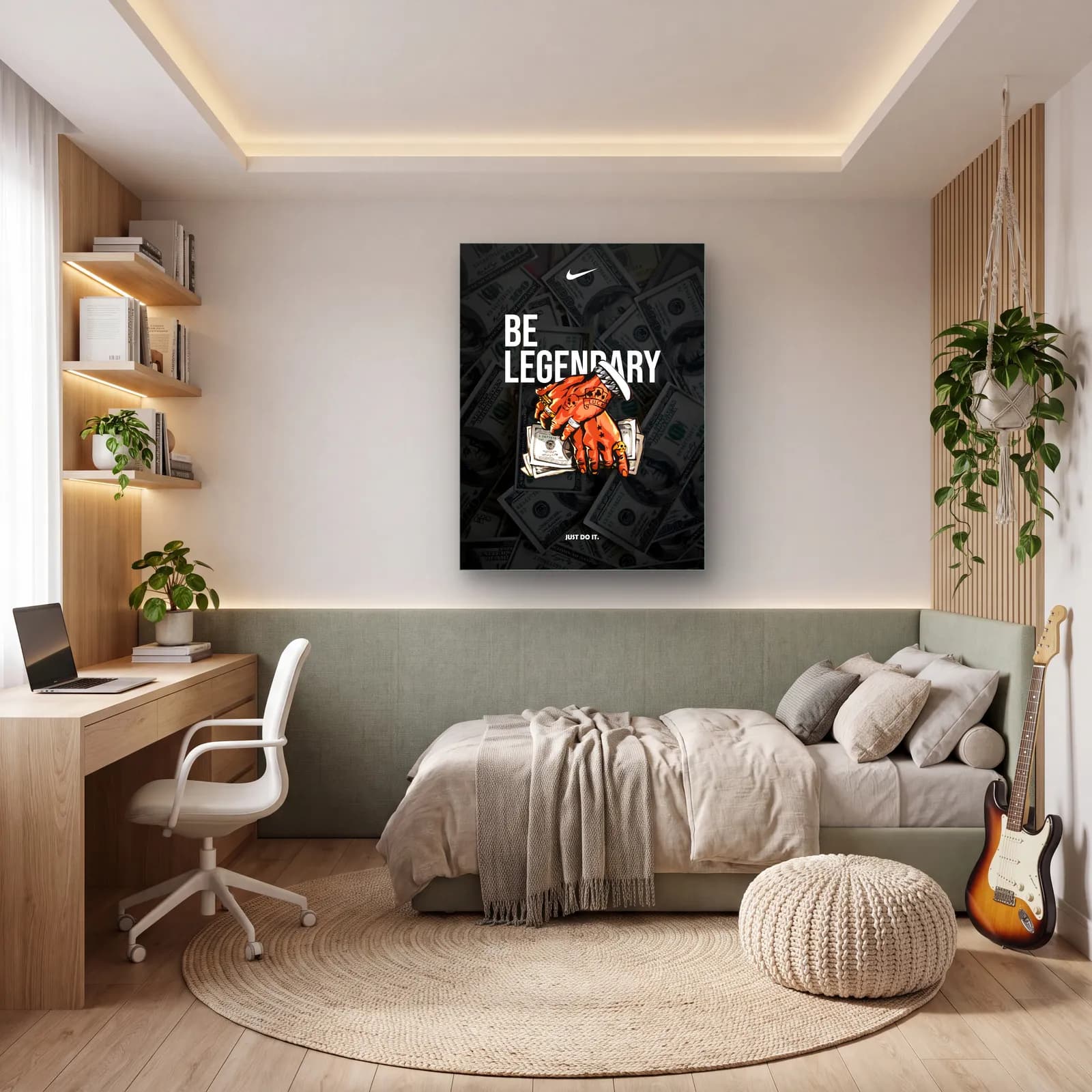 Be Legendary Motivasyon Set Parça 1 cam tablo — genç odasında