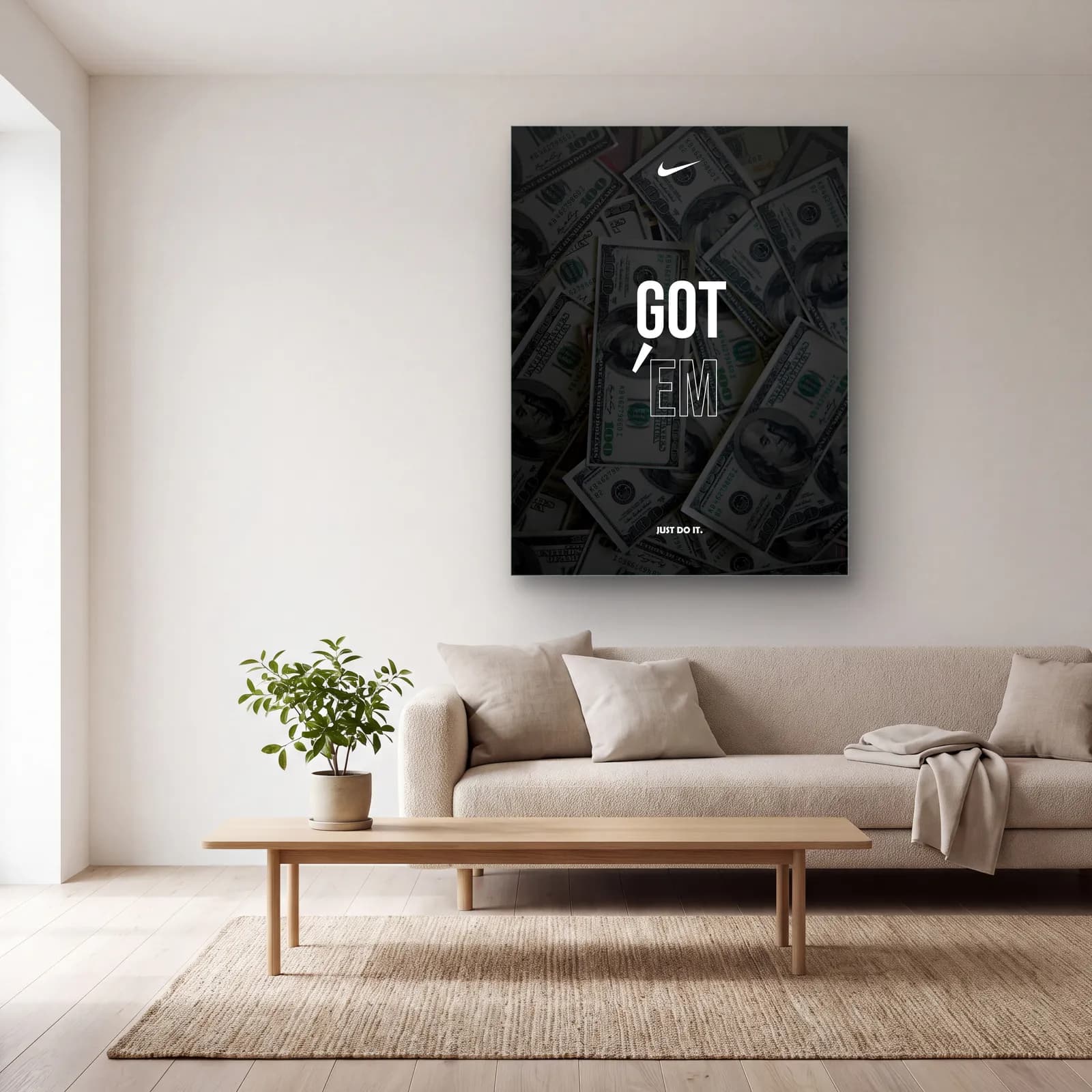 Got Em Motivasyon Set Parça 2 cam tablo — açık renk salonda