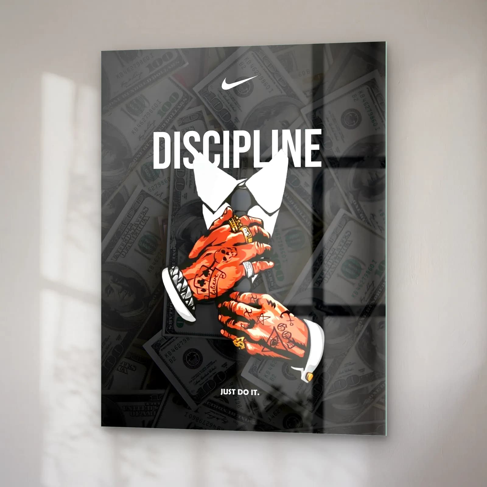 Discipline Motivasyon Set Parça 3 cam tablo — sağ açıdan görünüm