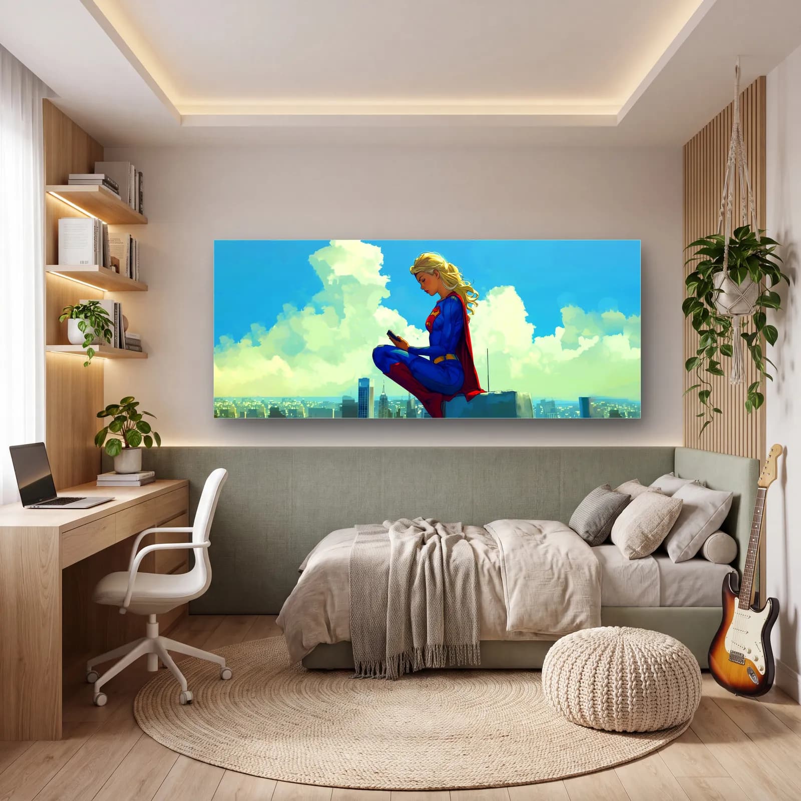 Bulutlar Üstünde Supergirl cam tablo — genç odasında