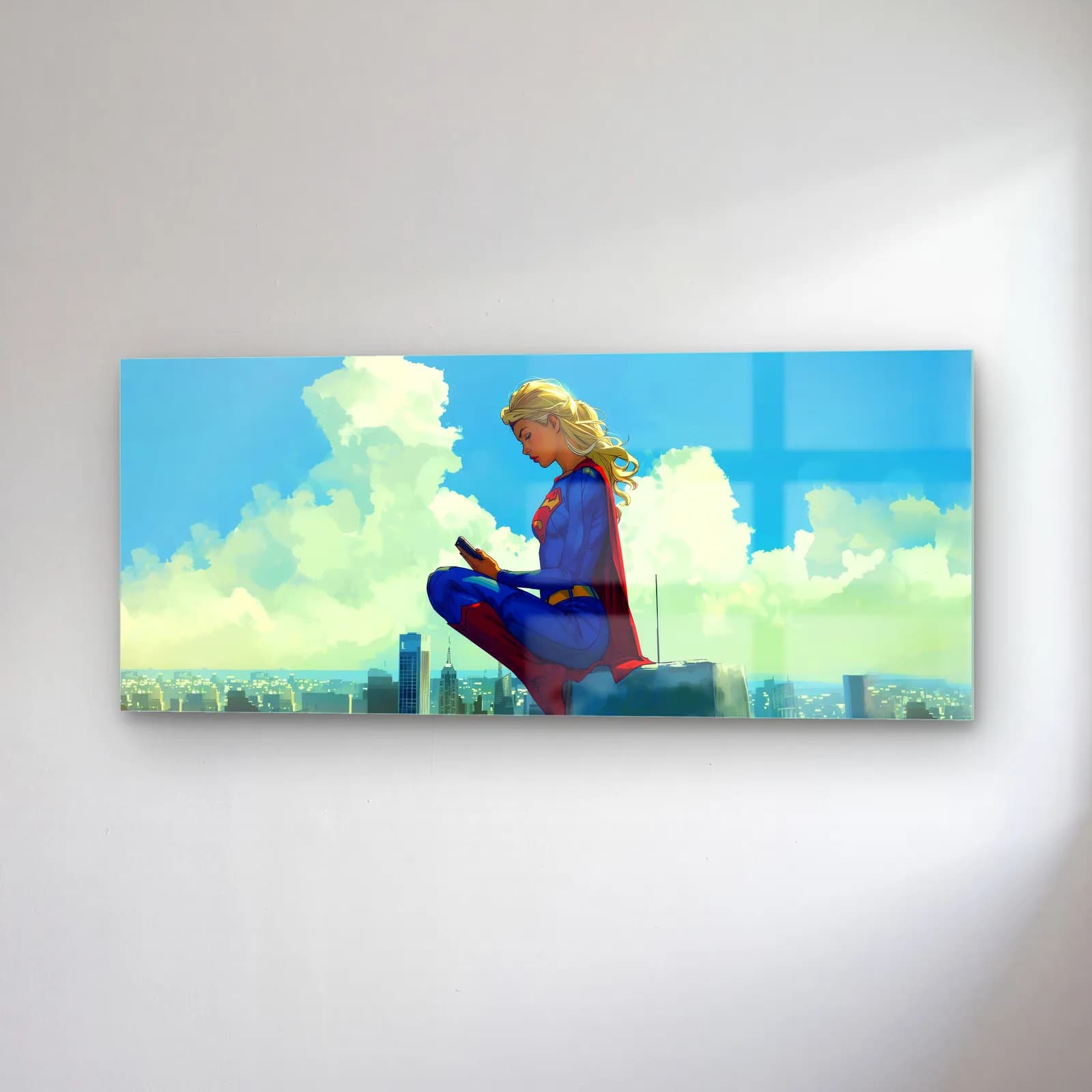 Bulutlar Üstünde Supergirl cam tablo — sağ açıdan görünüm
