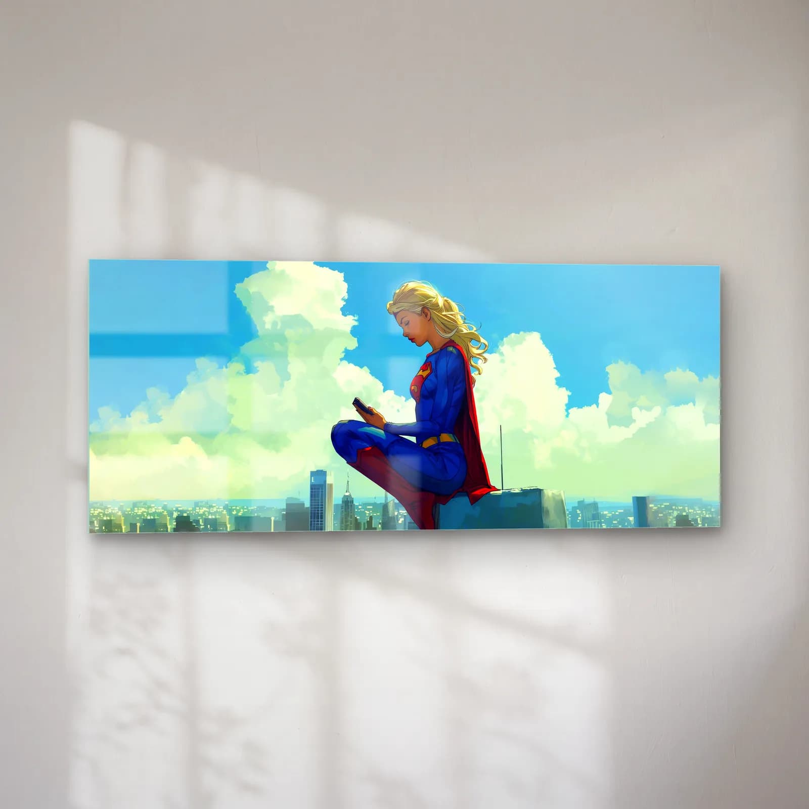 Bulutlar Üstünde Supergirl cam tablo — sol açıdan görünüm