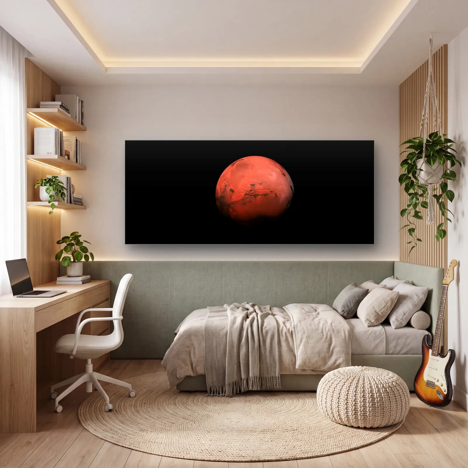 Kızıl Gezegen Mars cam tablo — genç odasında