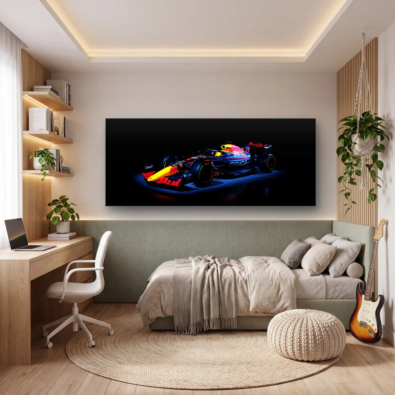 Karanlıkta Red Bull F1 Profil cam tablo — genç odasında