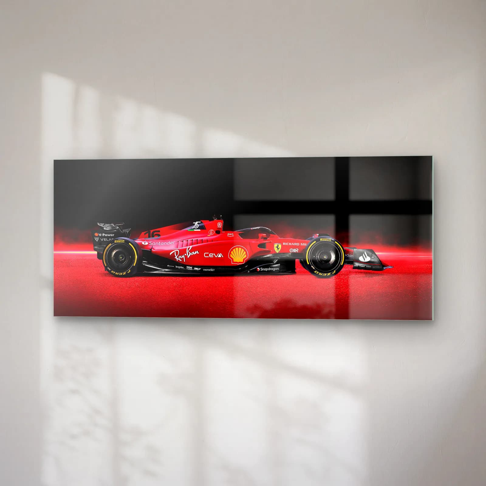 Hız Çizgili Ferrari F1 Profil cam tablo — sağ açıdan görünüm