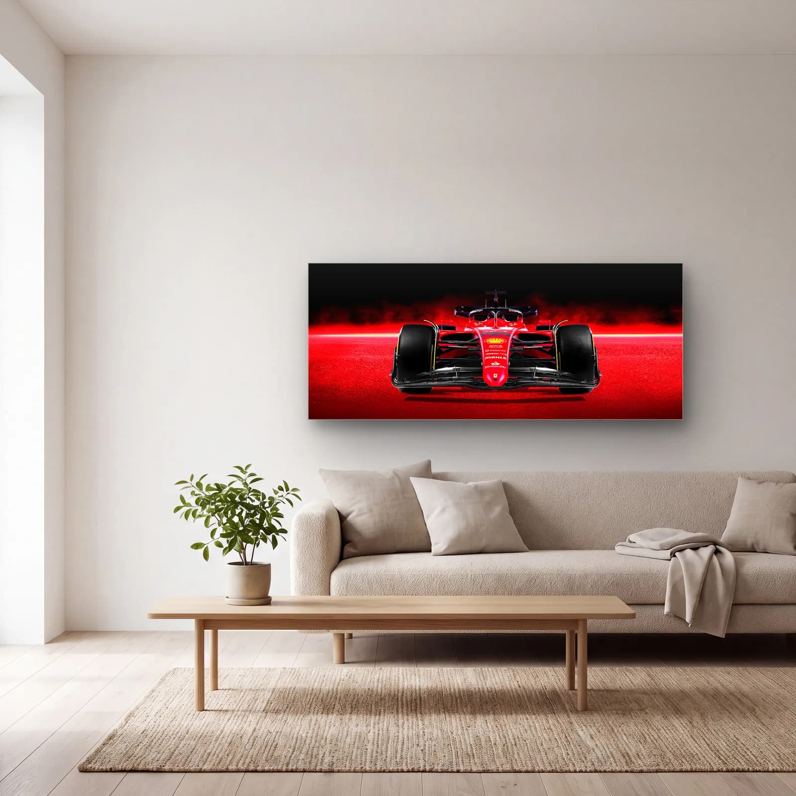 Önden Ferrari F1 Kırmızı Işık cam tablo — açık renk salonda