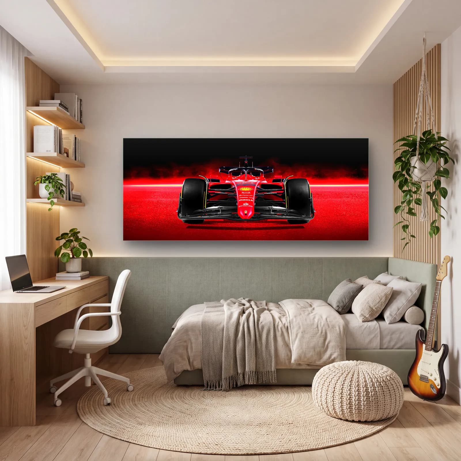 Önden Ferrari F1 Kırmızı Işık cam tablo — genç odasında