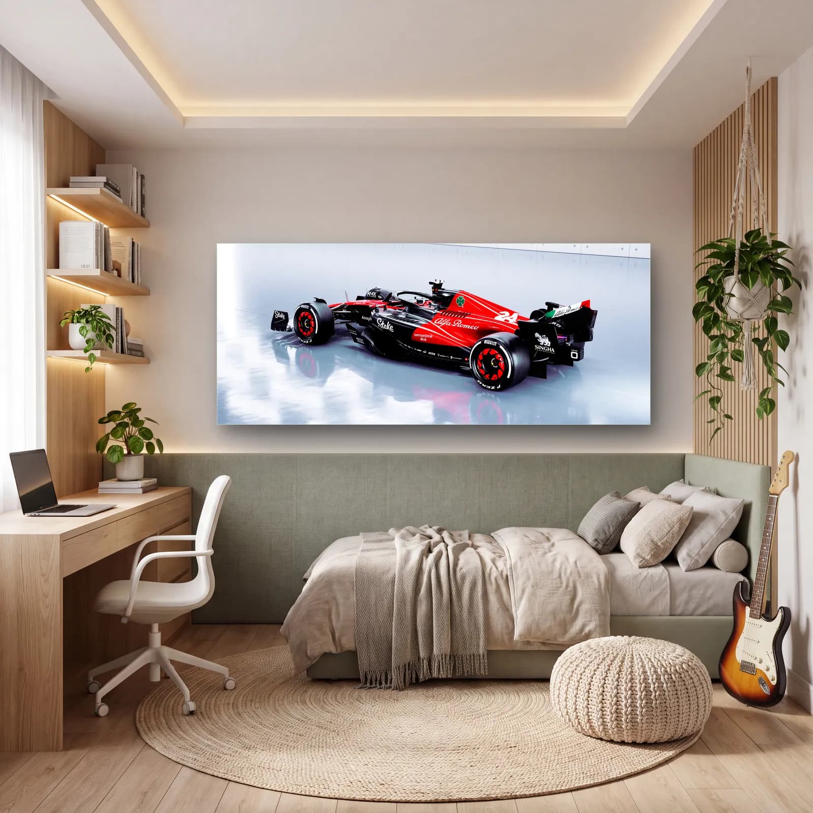 Parlak Stüdyoda Alfa Romeo F1 cam tablo — genç odasında