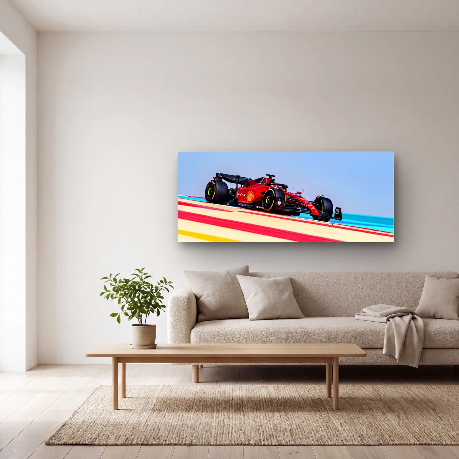 Renkli Pistte Ferrari F1 cam tablo — açık renk salonda