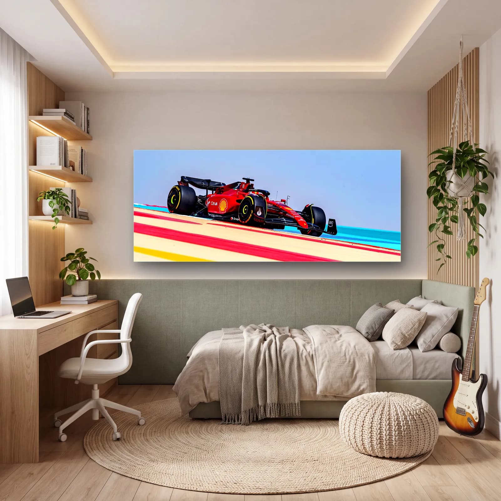 Renkli Pistte Ferrari F1 cam tablo — genç odasında